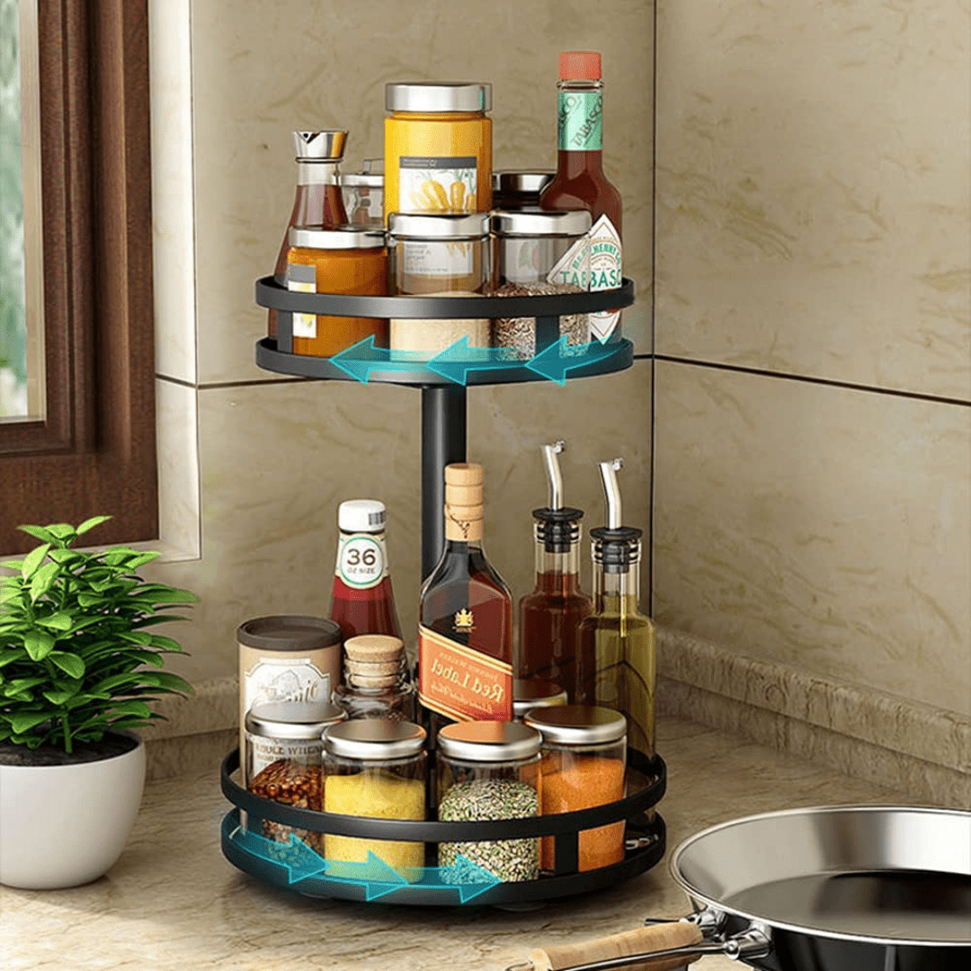 Organizador Giratorio de 2 Niveles para Cocina y Baño - Muy Moderna Uruguay