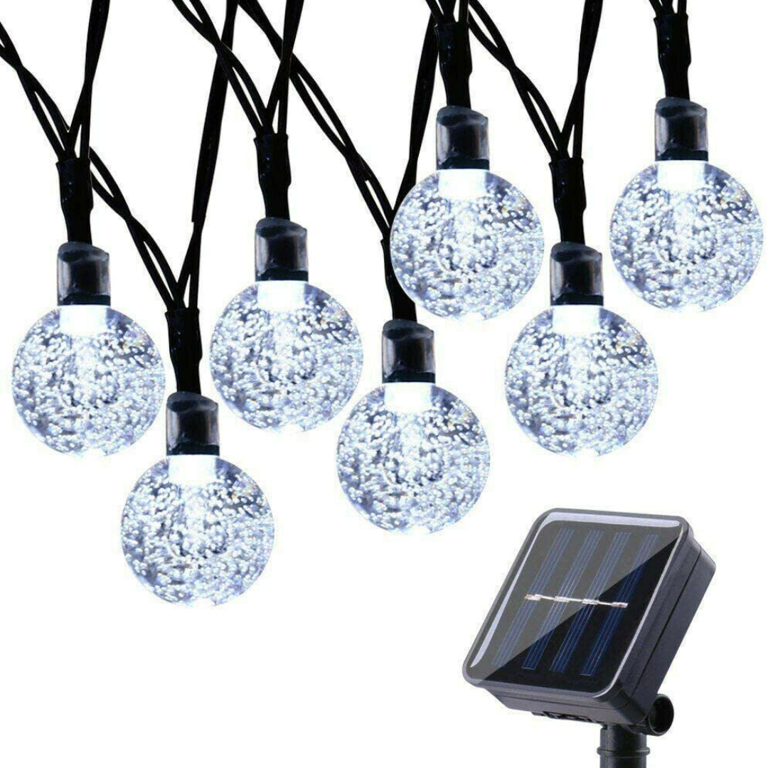 Guirnalda Solar Bolitas Led De Para Jardin Exterior 5 Metros Calidas