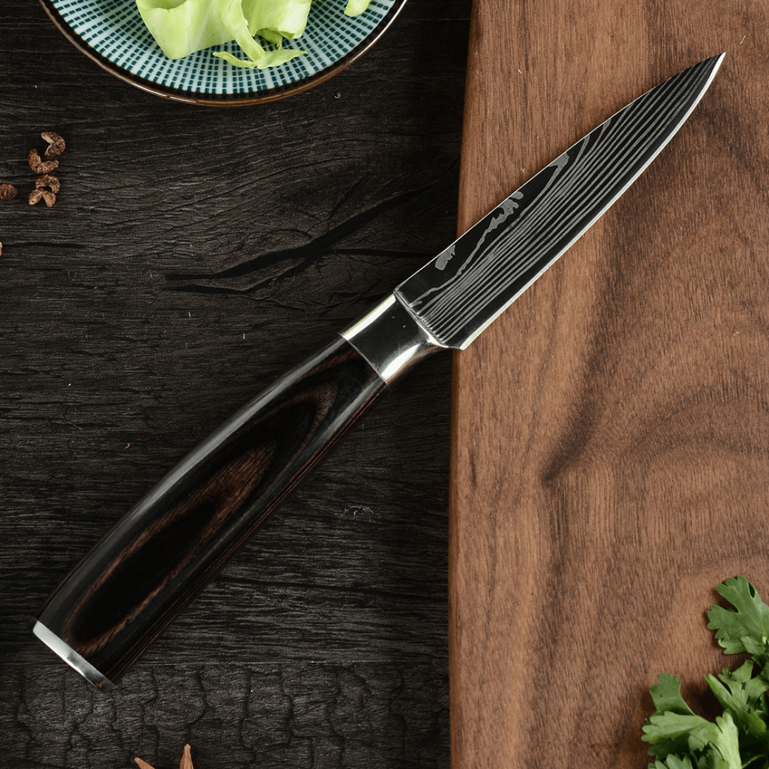 Set Completo 9 Cuchillos de Cocina en Acero Inoxidable y Carbono - Muy Moderna Uruguay