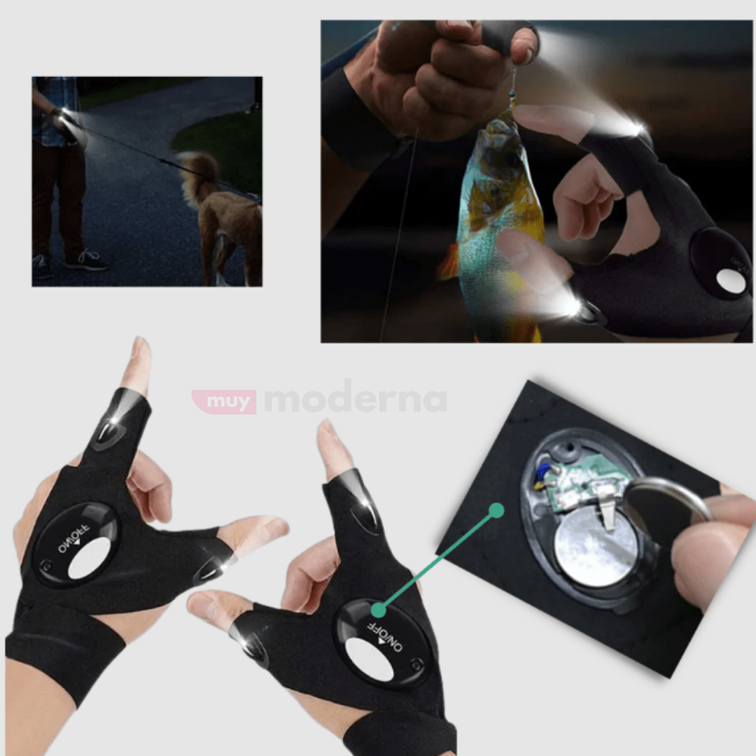 Par de Guantes de Trabajo con Linterna LED - Muy Moderna Uruguay