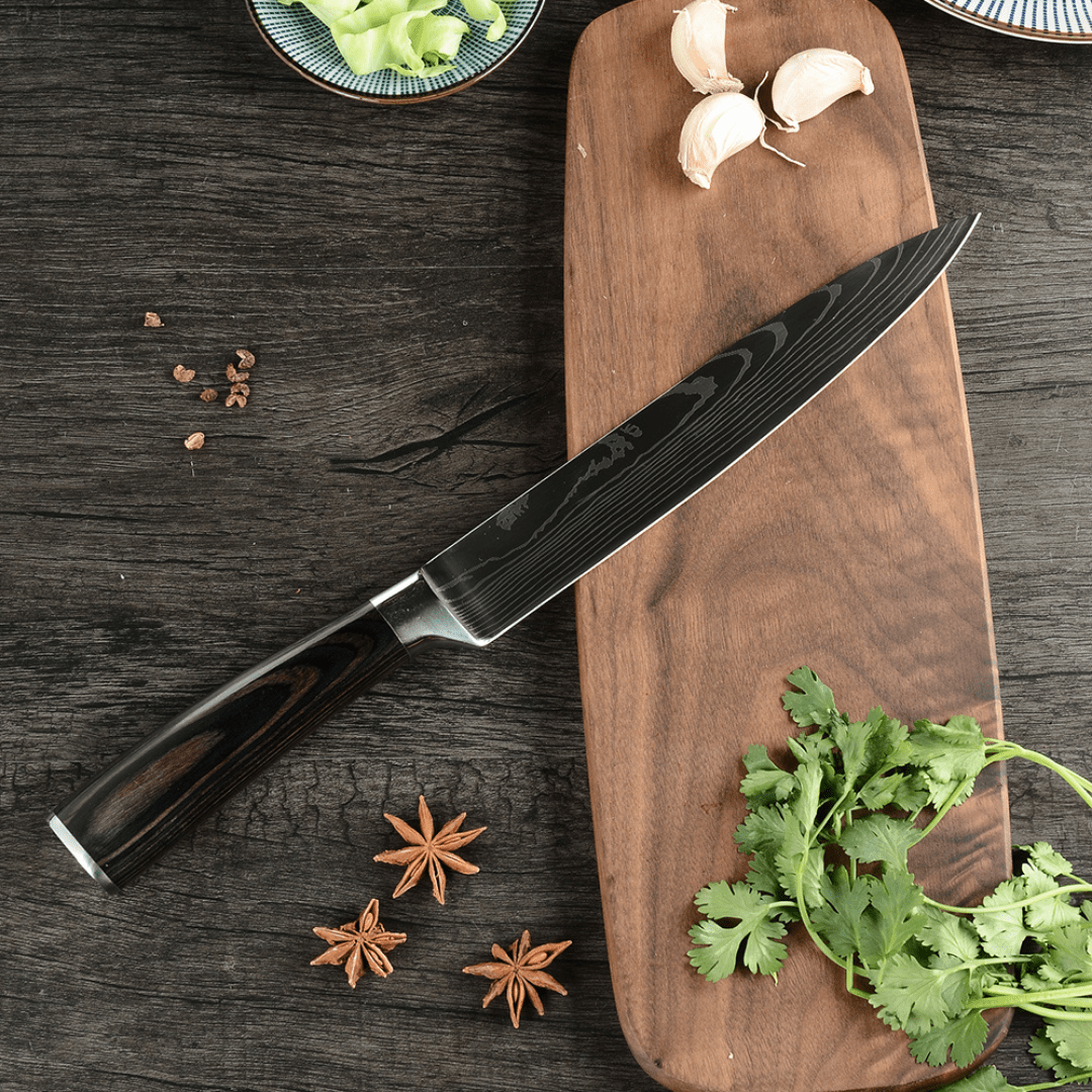 Set Completo 9 Cuchillos de Cocina en Acero Inoxidable y Carbono - Muy Moderna Uruguay