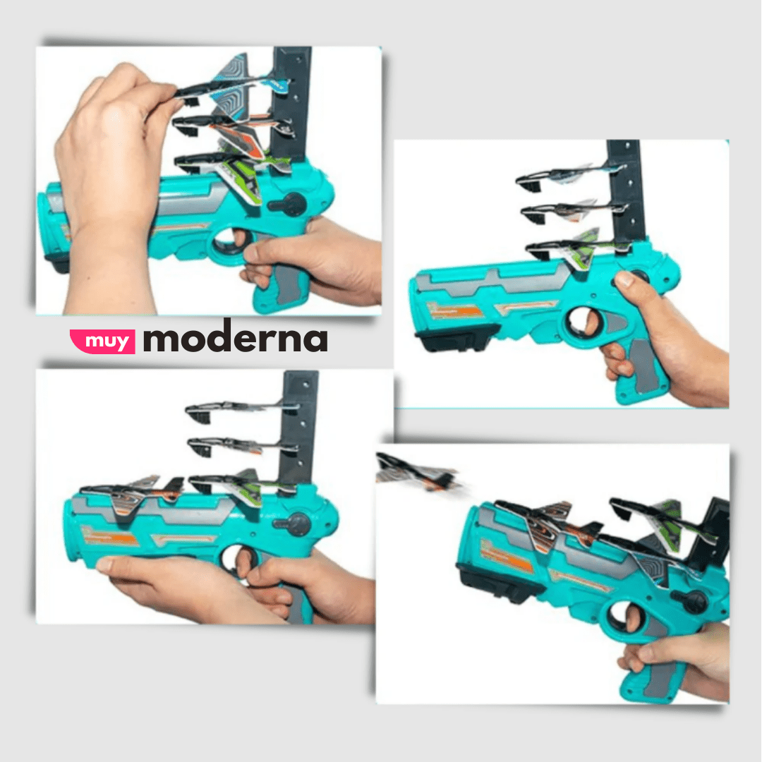 Pistola de Despegue + 4 Aviones - Muy Moderna Uruguay