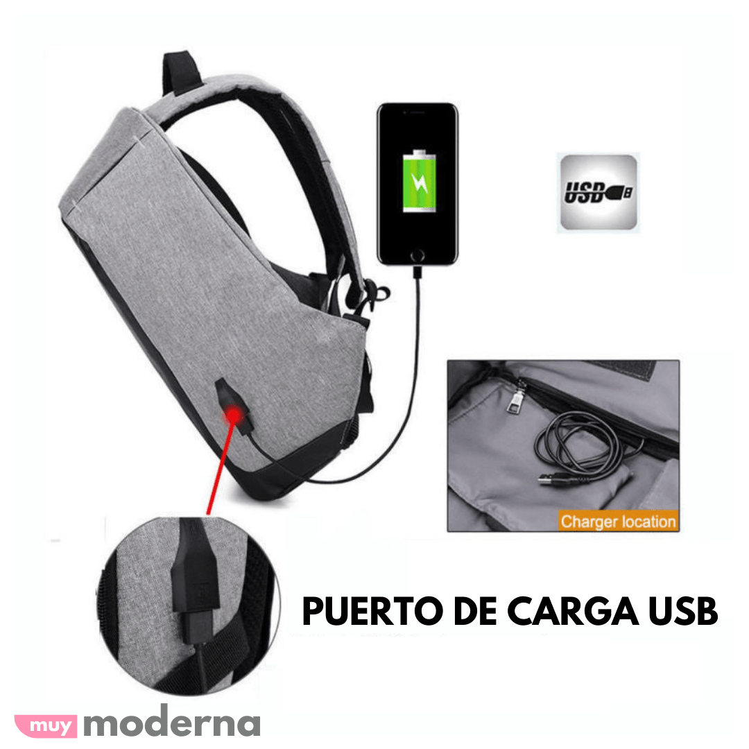 Mochila SafeBag Anti - Robo con Puerto USB - Muy Moderna Uruguay