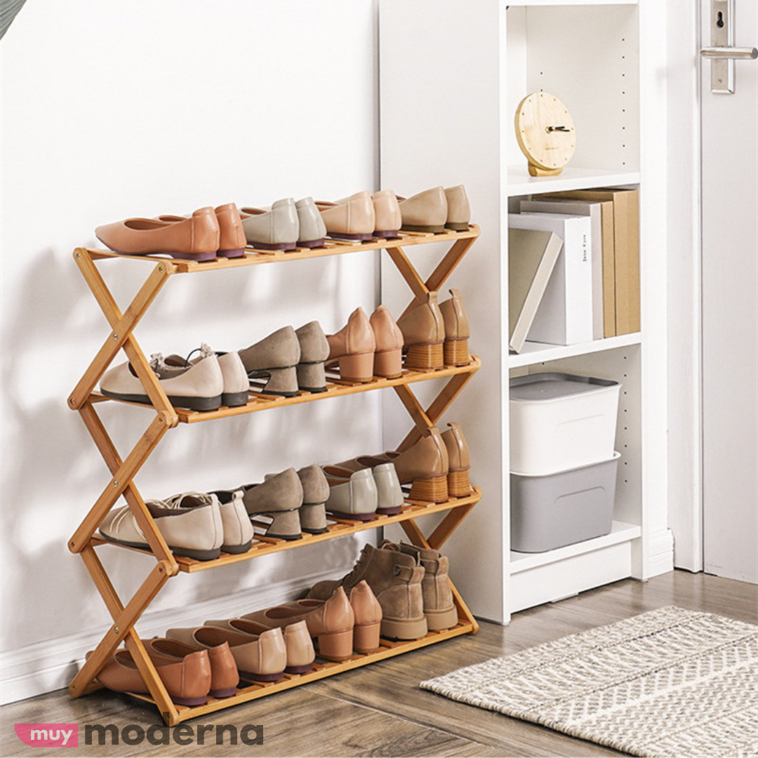 Estantería de Bambú Plegable para Zapatos 4 Estantes (57x50x25cm)