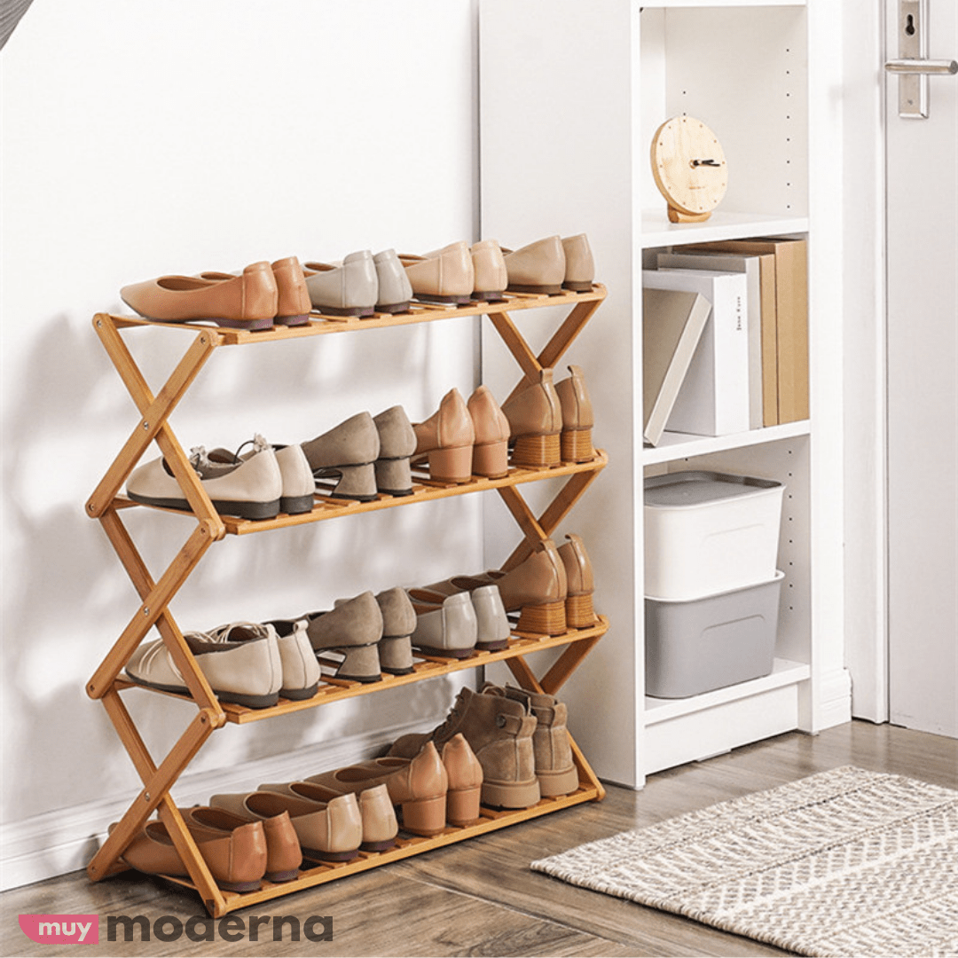 Estantería de Bambú Plegable para Zapatos 4 Estantes - Muy Moderna Uruguay