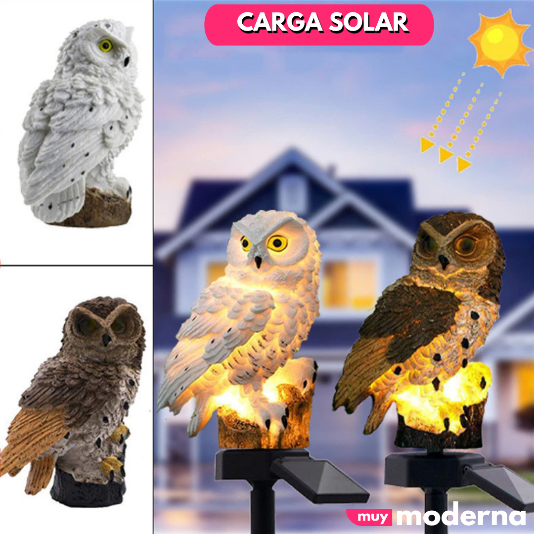 Par de Búhos LED Solar Para Jardín - Muy Moderna Uruguay
