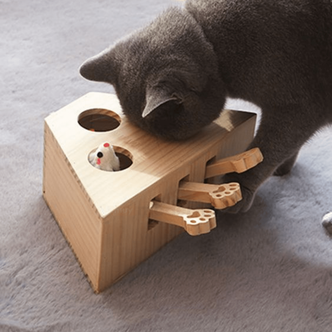 Juguete de Madera para Gatos "Atrapa El Ratón" - Muy Moderna Uruguay