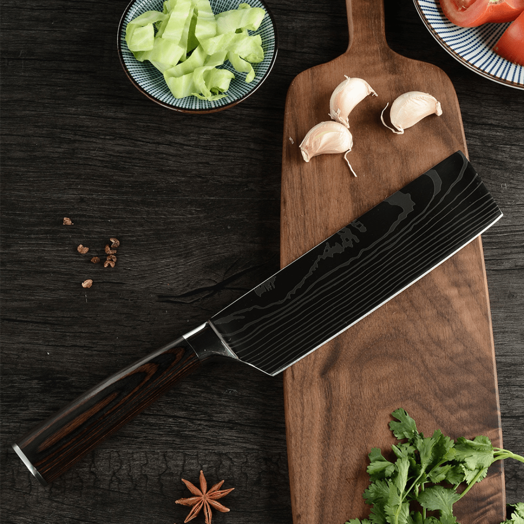 Set Completo 9 Cuchillos de Cocina en Acero Inoxidable y Carbono - Muy Moderna Uruguay