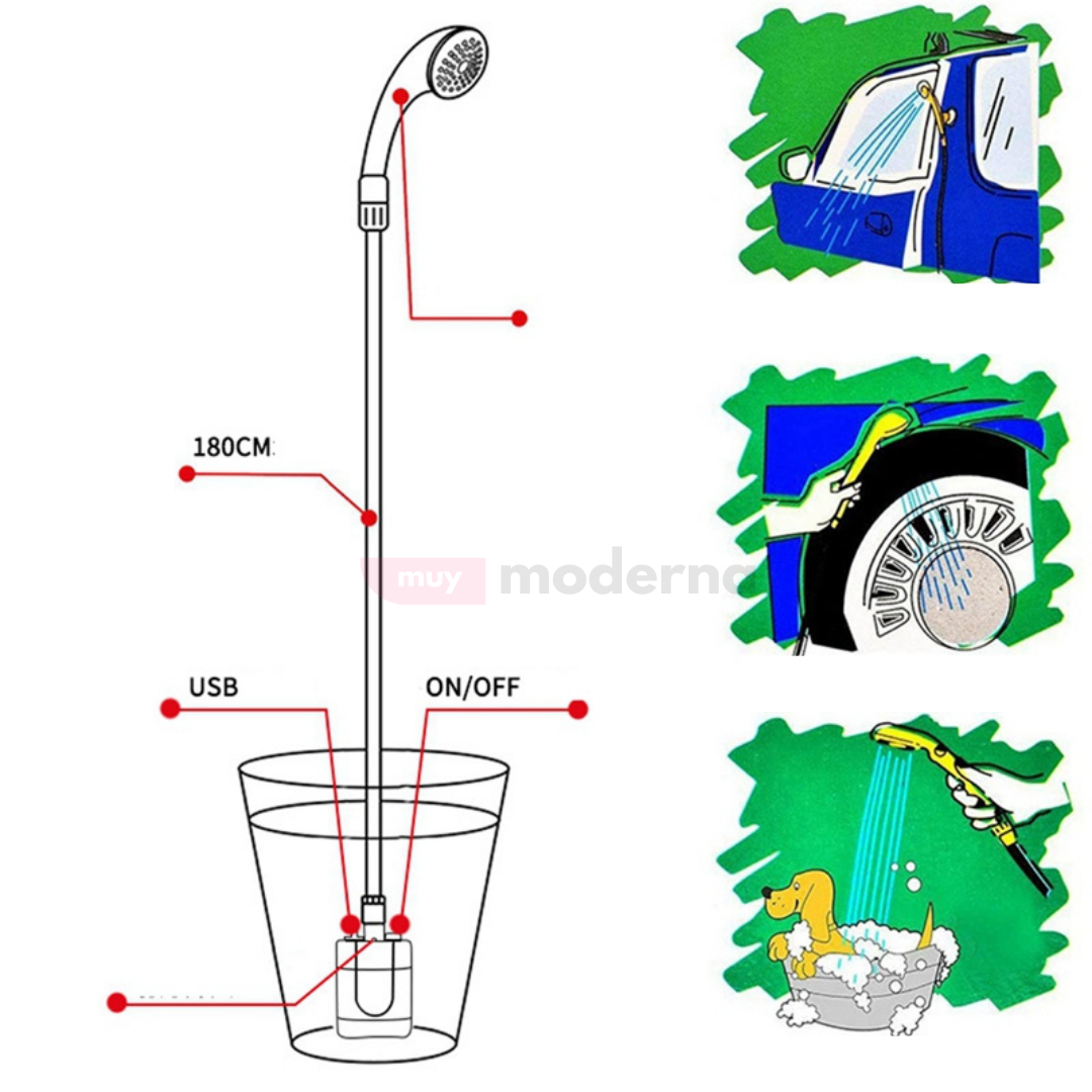 Ducha Portátil con Bomba de Agua Recargable