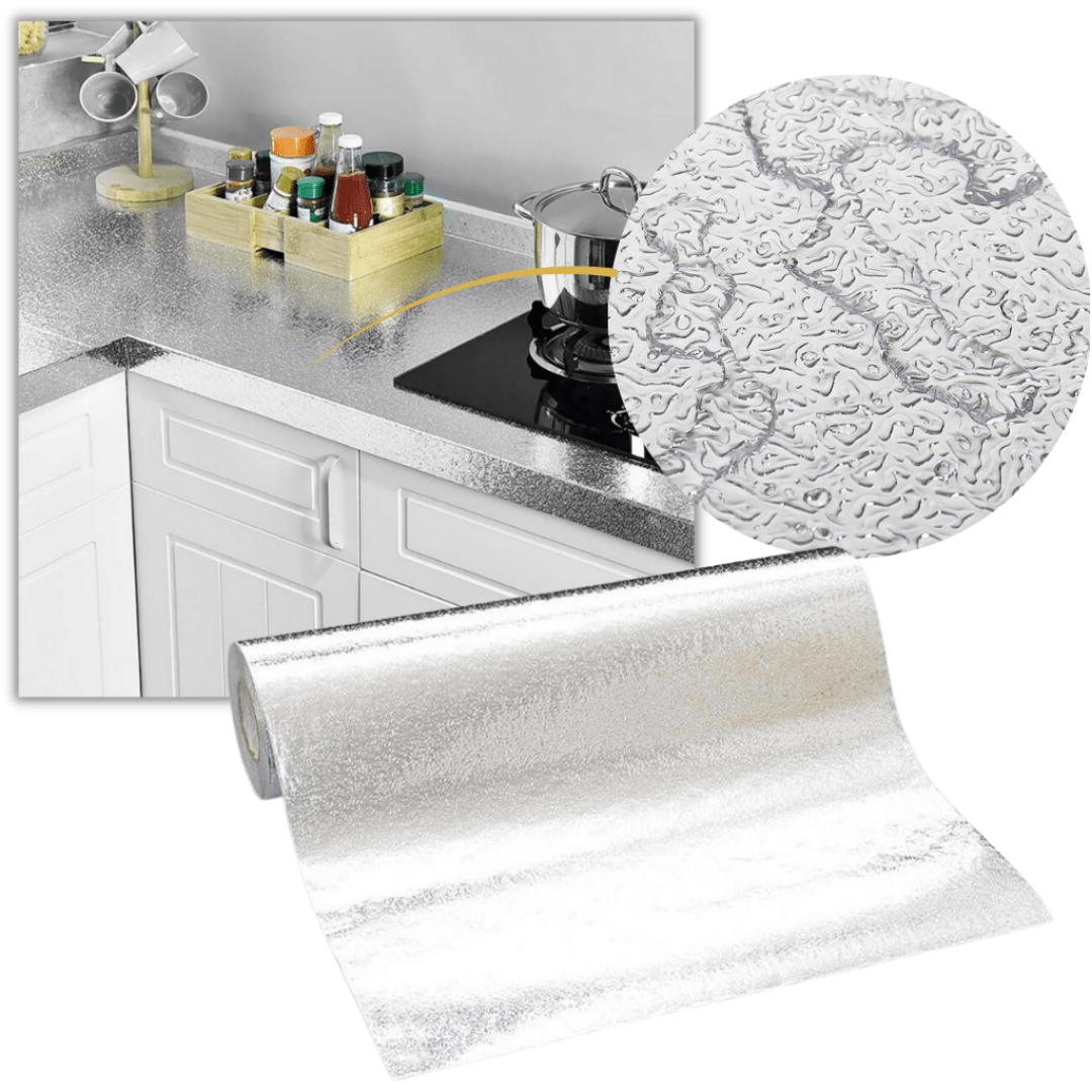 Rollo de Papel Aluminio Adhesivo Impermeable para Cocina (5 Metros) - Muy Moderna Uruguay
