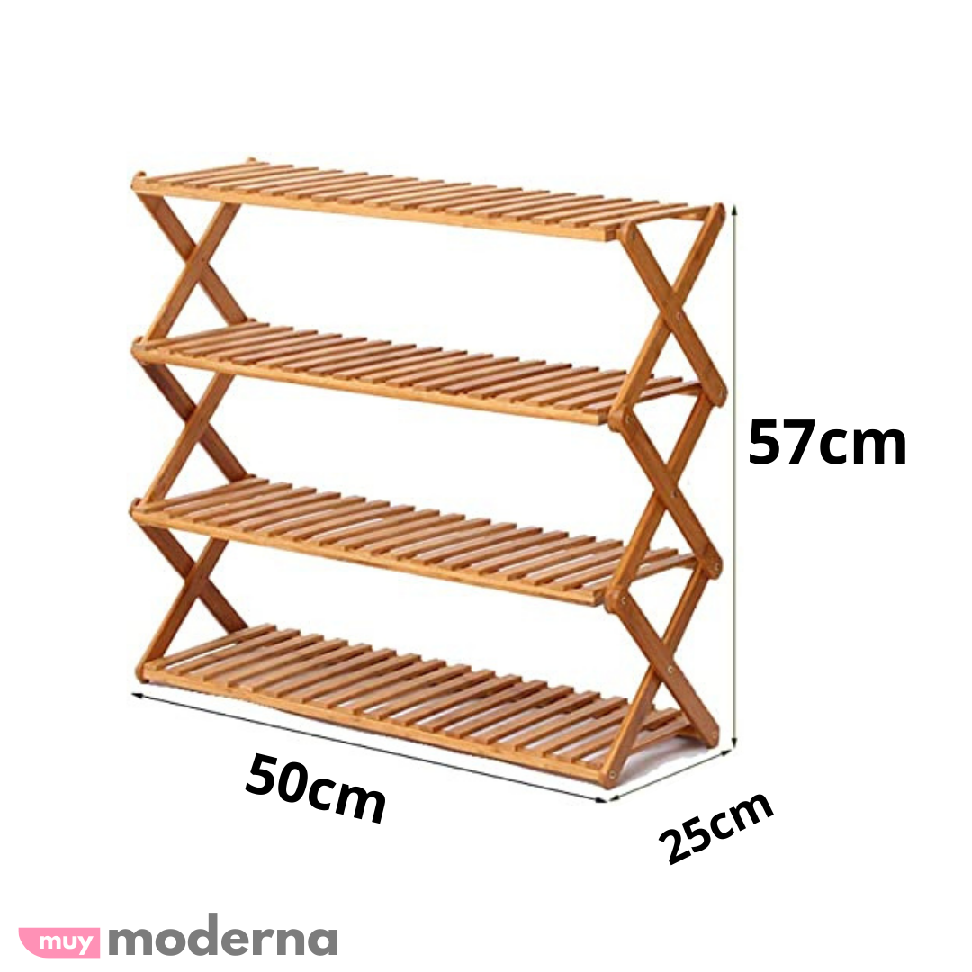 Estantería de Bambú Plegable para Zapatos 4 Estantes (57x50x25cm)