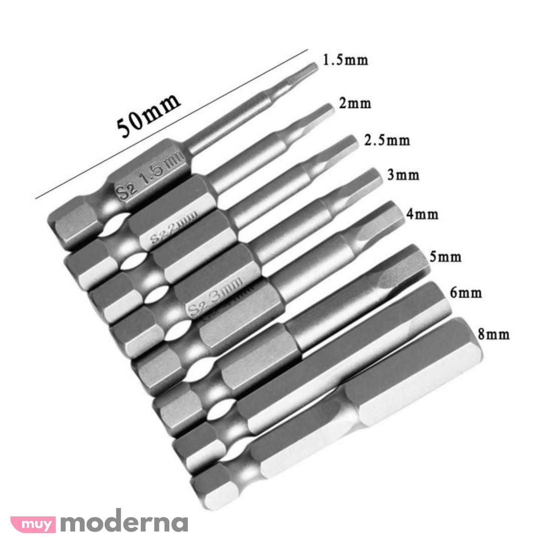 Set de 8 Brocas tipo Allen Hexagonales - Muy Moderna Uruguay