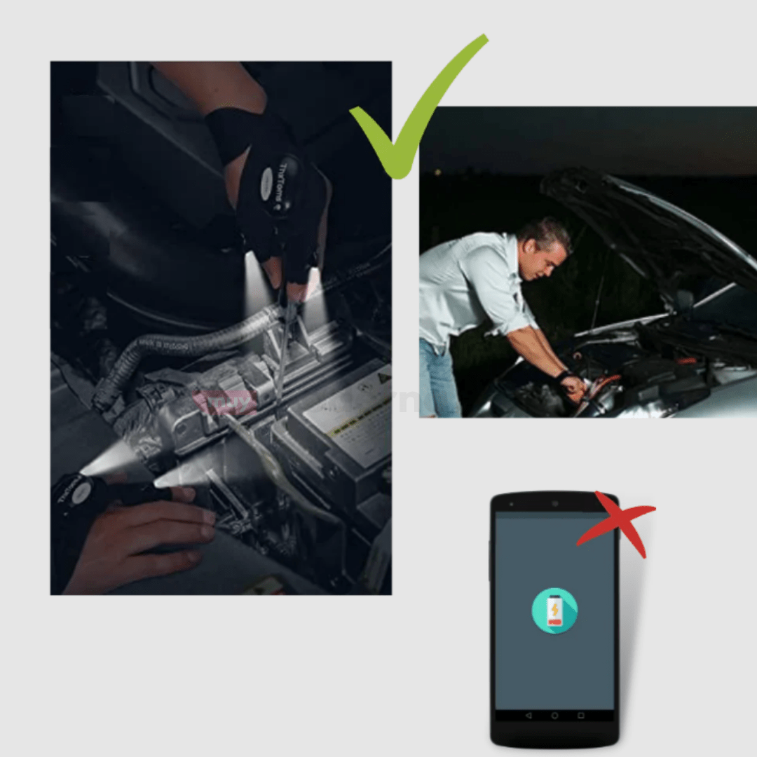 Par de Guantes de Trabajo con Linterna LED - Muy Moderna Uruguay