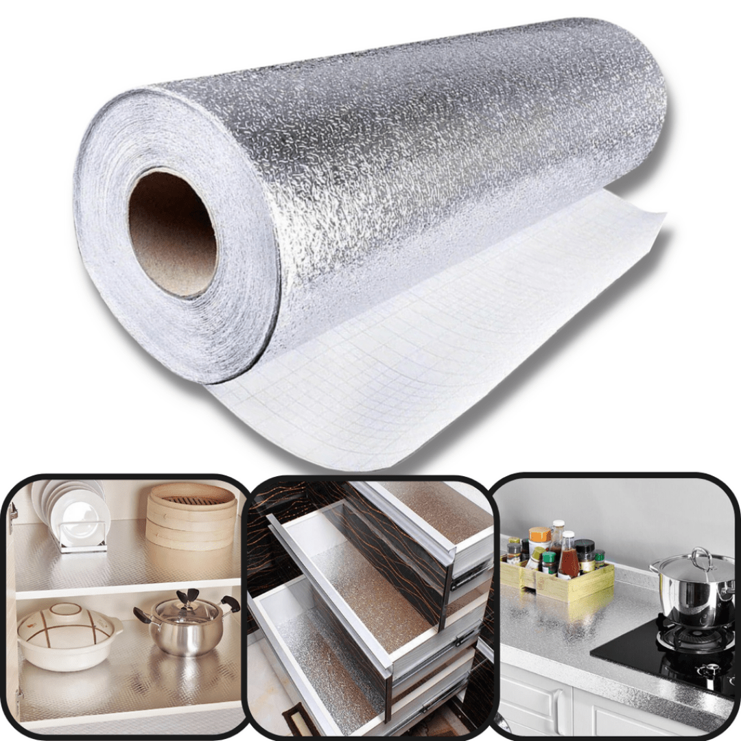 Rollo de Papel Aluminio Adhesivo Impermeable para Cocina (5 Metros) - Muy Moderna Uruguay