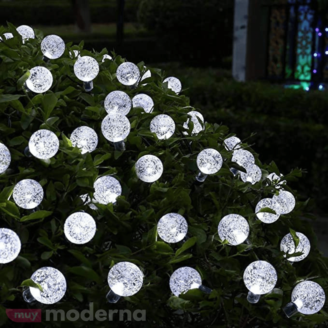 Guirnalda Solar Bolitas Led De Para Jardin Exterior 5 Metros Calidas - Muy Moderna Uruguay