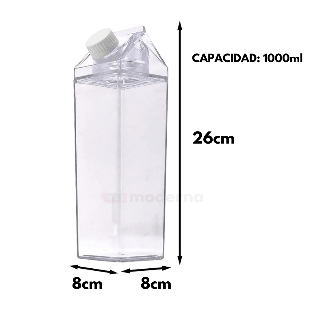 Botella Acrílica Estilo Caja de Leche 1L - Muy Moderna Uruguay