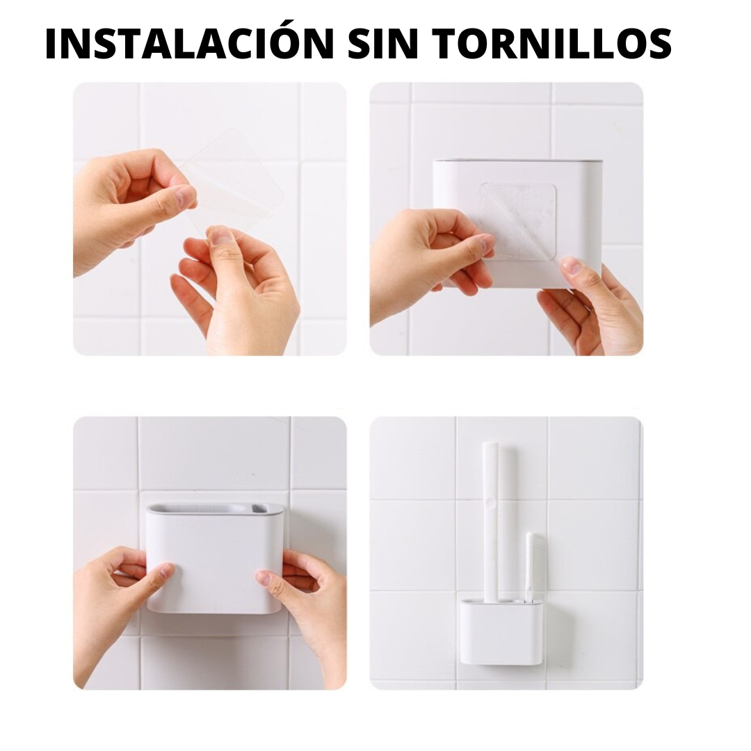 Cepillo de Silicona para Baño con Soporte