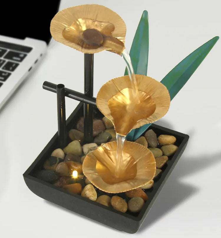 Fuente Decorativa de 3 Cascadas de Agua con Piedras Iluminadas