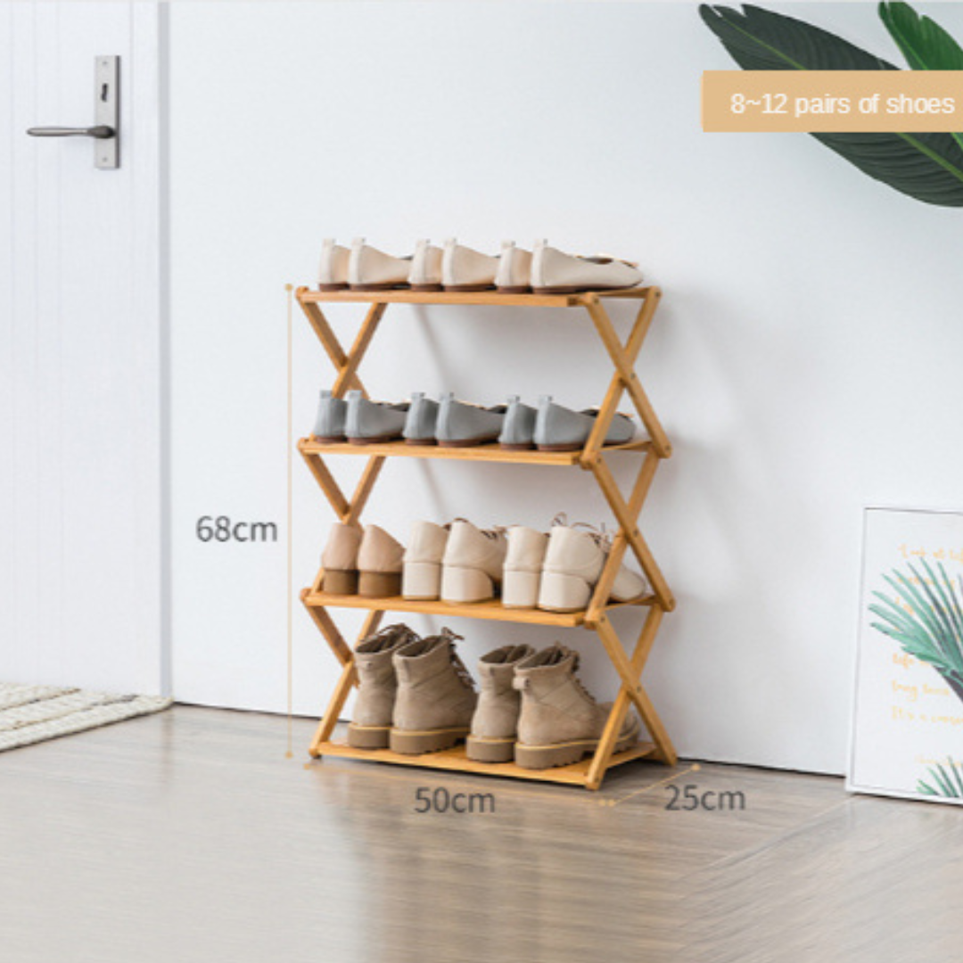 Estantería de Bambú Plegable para Zapatos 4 Estantes (57x50x25cm)