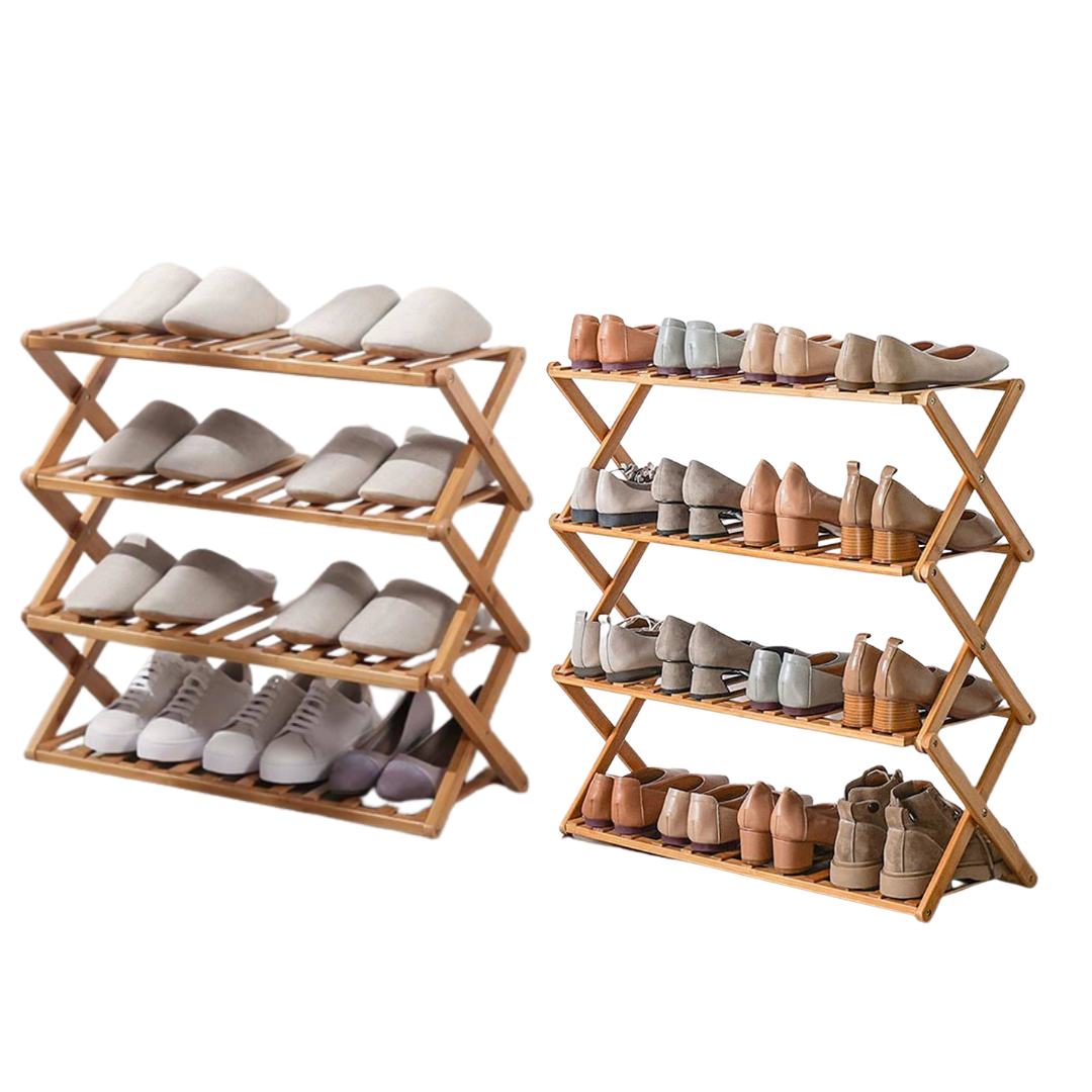 Estantería de Bambú Plegable para Zapatos 4 Estantes (57x50x25cm)