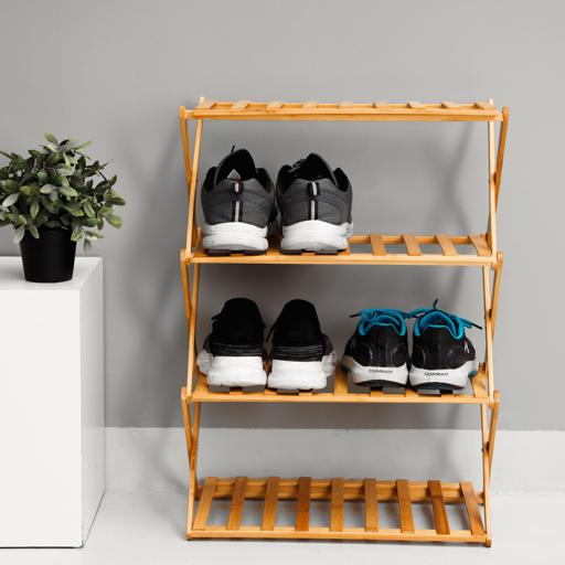 Estantería de Bambú Plegable para Zapatos 4 Estantes (57x50x25cm)