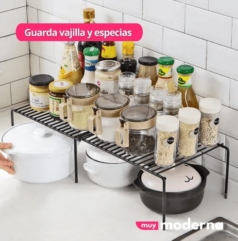 Estante Organizador de Alacena Extensible en Acero - Muy Moderna Uruguay