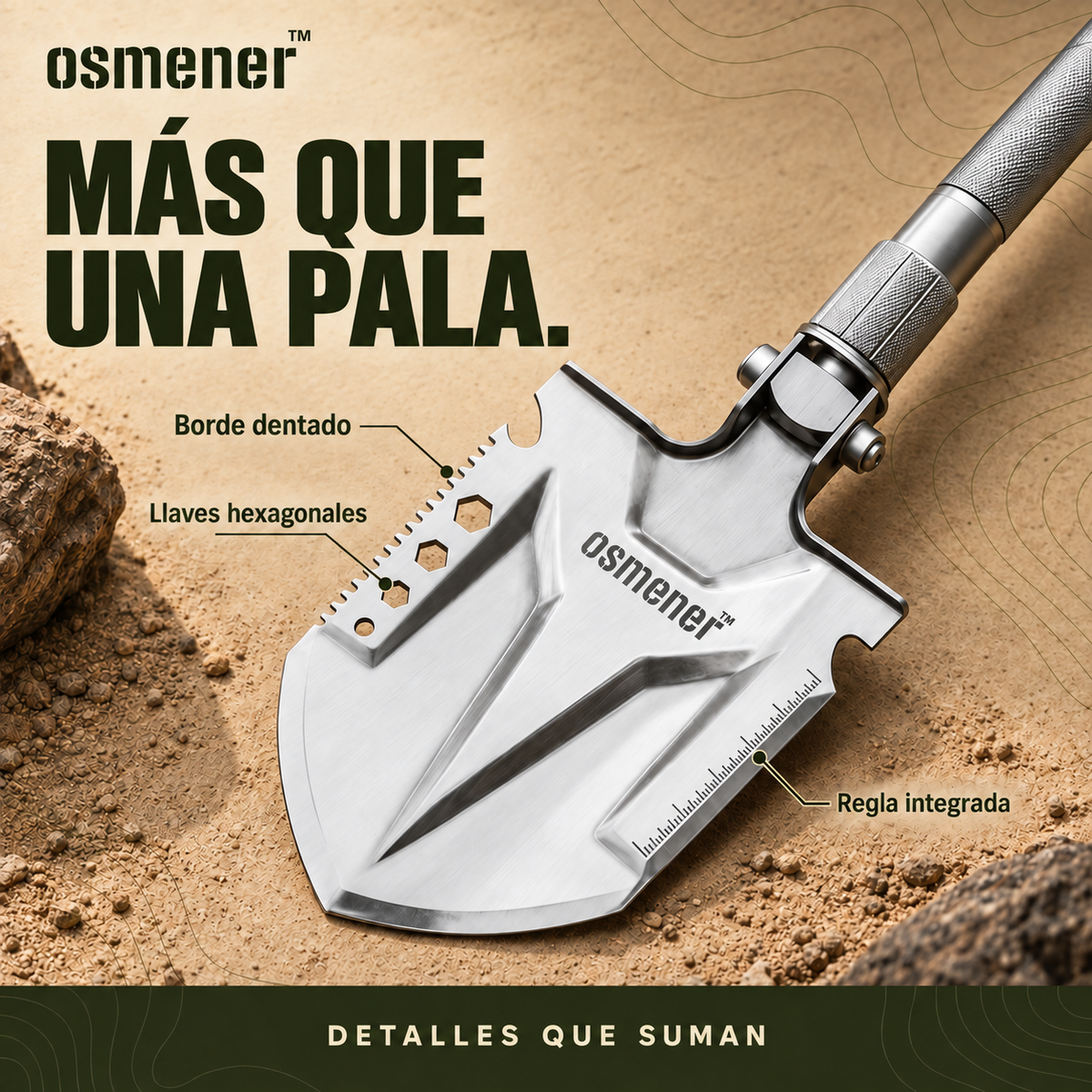Pala Táctica Militar Multifunción Plegable 12 En 1 Para Camping - OSMENER™