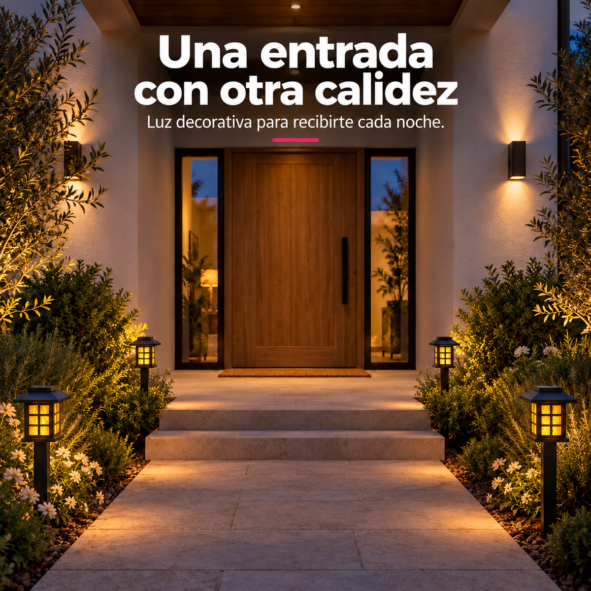Faroles Solares LED Efecto Llama Ecoinnova · Pack x4