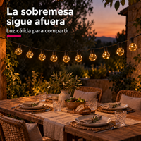 Guirnalda Solar Micro LED 7 m con 10 Bombillas G40 y Control Remoto