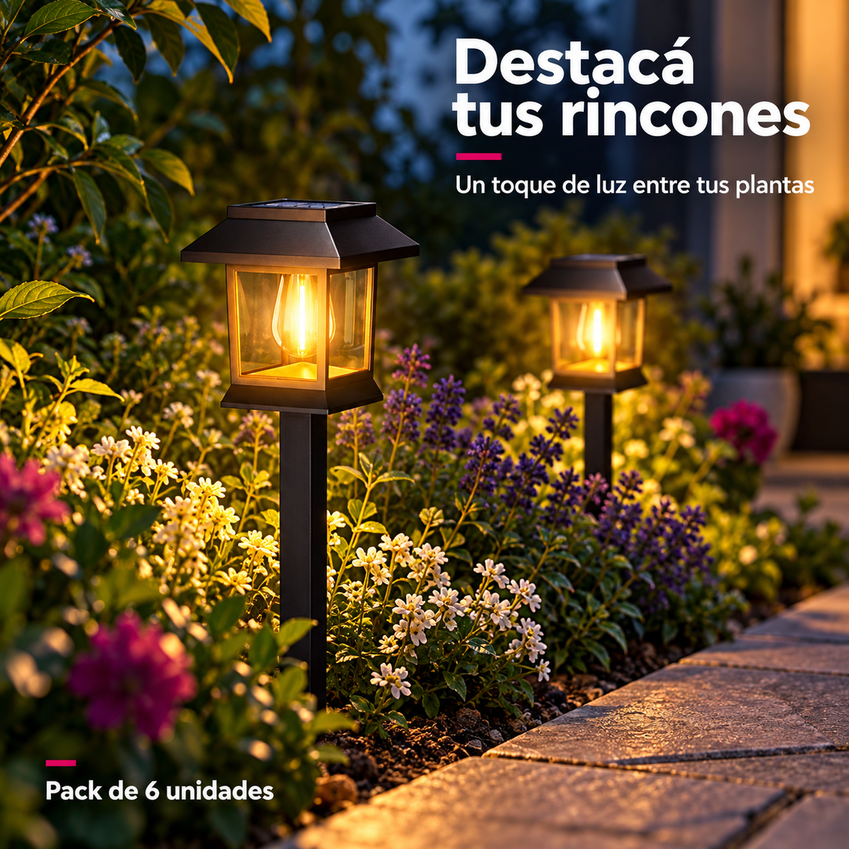 Luces Solares LED para Jardín con Estaca · Pack de 6