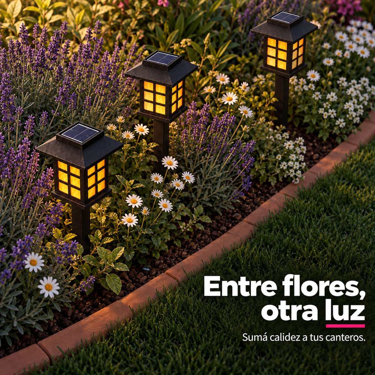Faroles Solares LED Efecto Llama Ecoinnova · Pack x4