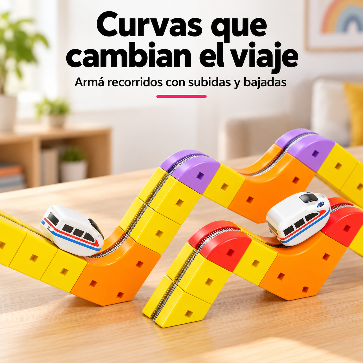 Detalle de un recorrido ondulado con dos vehículos