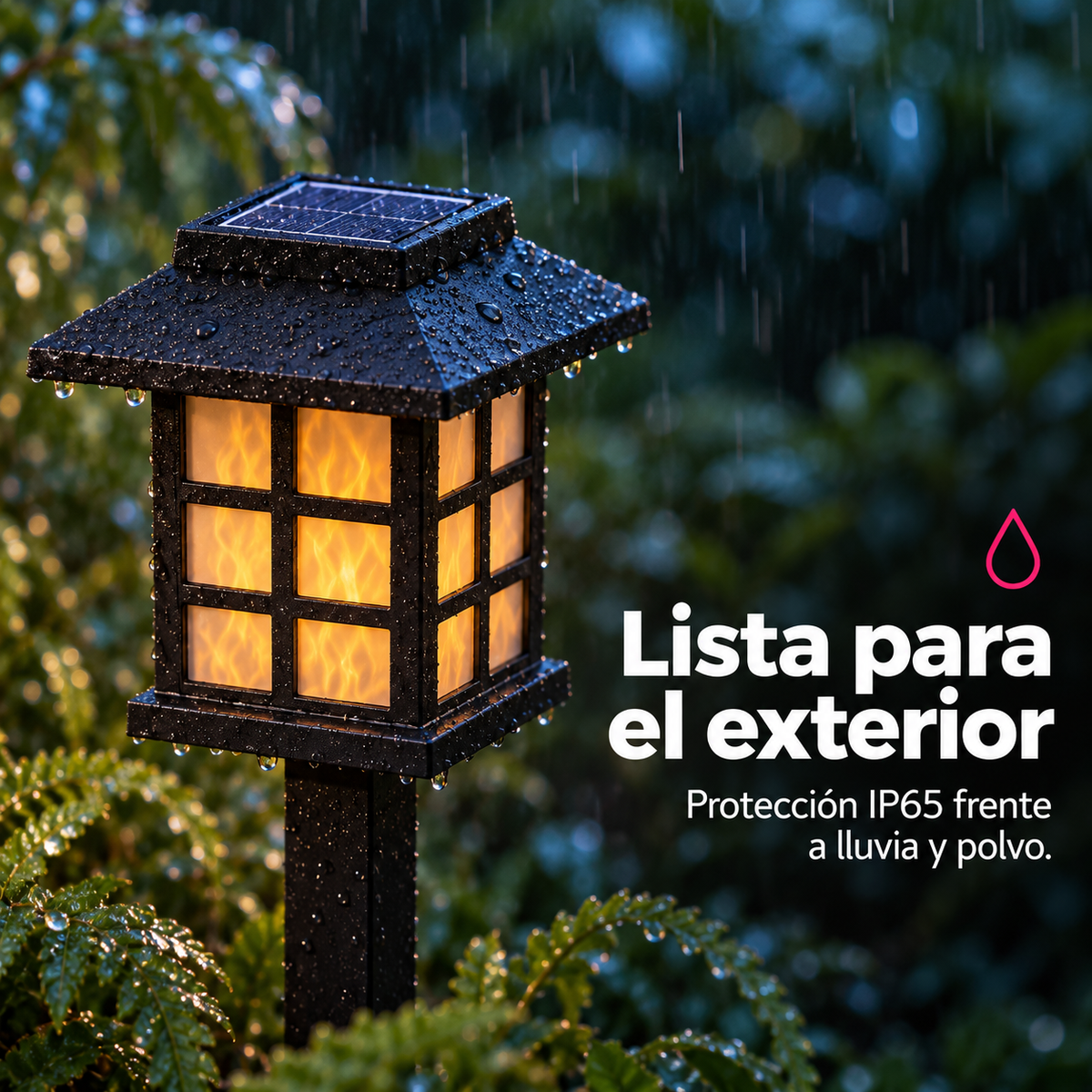 Faroles Solares LED Efecto Llama Ecoinnova · Pack x4