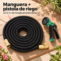 Manguera Extensible 22,5 m con Pistola de Riego de 8 Patrones