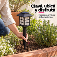 Faroles Solares LED Efecto Llama Ecoinnova · Pack x4