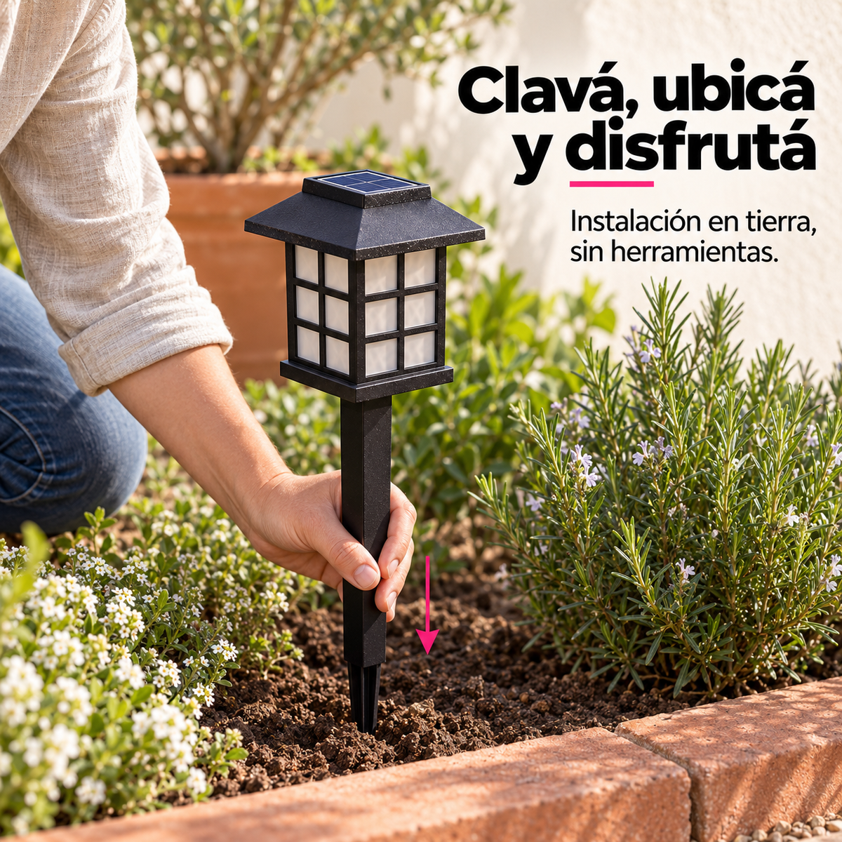 Faroles Solares LED Efecto Llama Ecoinnova · Pack x4
