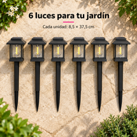 Luces Solares LED para Jardín con Estaca · Pack de 6
