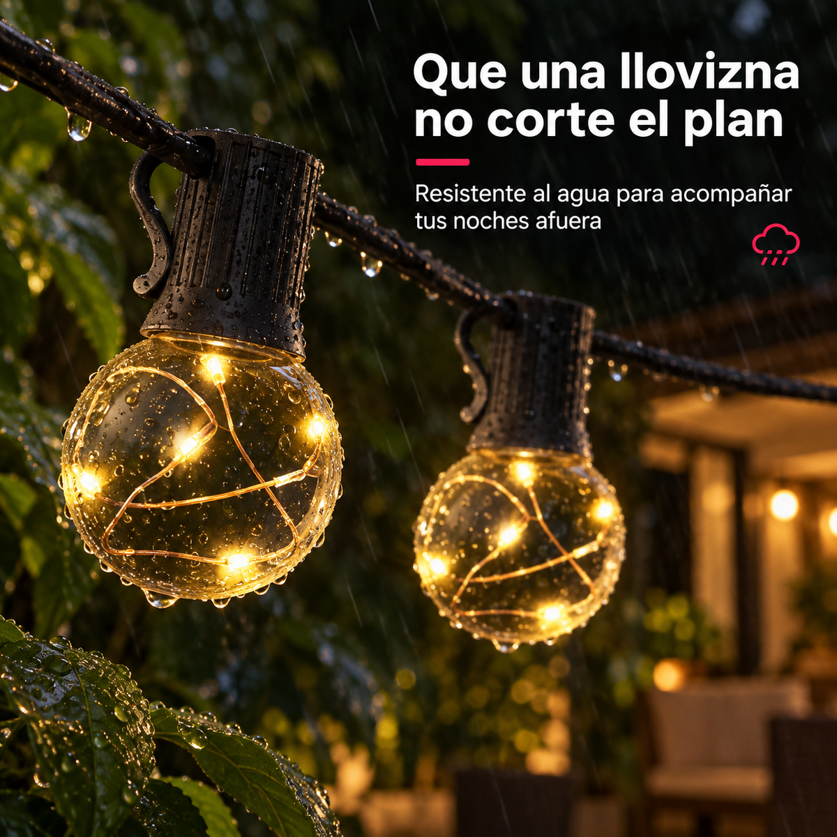 Guirnalda Solar Micro LED 7 m con 10 Bombillas G40 y Control Remoto