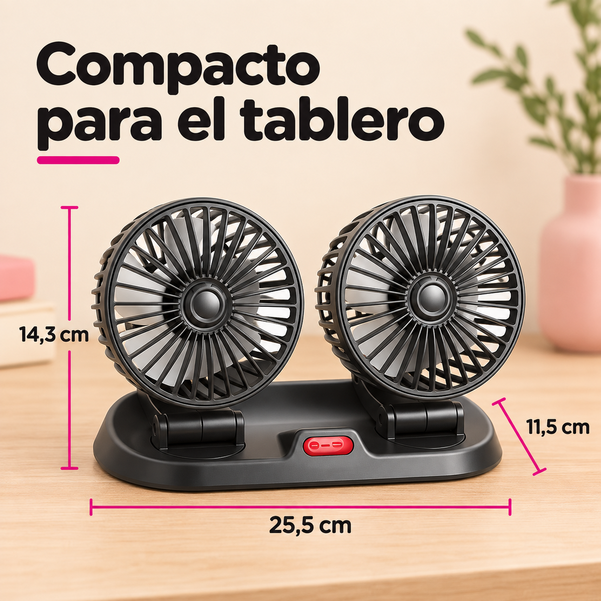 Ventilador para Auto 12 V Doble Cabezal — Más Aire en tus Viajes