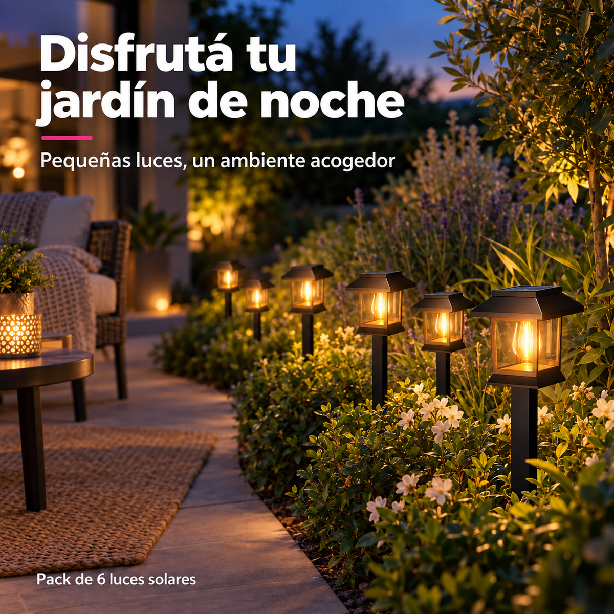 Luces Solares LED para Jardín con Estaca · Pack de 6