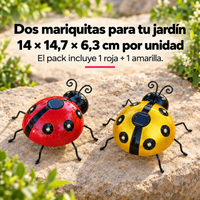 Pack x2 Luces LED Solares Mariquita para Jardín · Roja y Amarilla