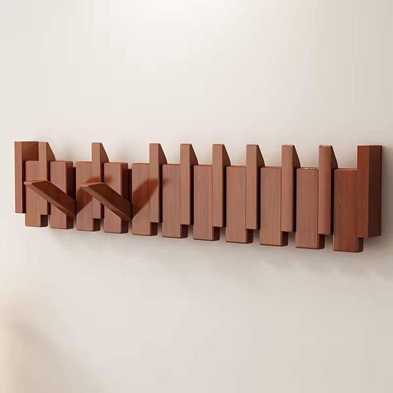 Perchero de Pared Plegable Rústico de Madera – 70 cm