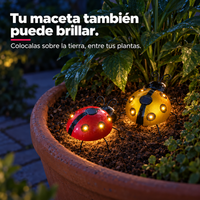 Pack x2 Luces LED Solares Mariquita para Jardín · Roja y Amarilla