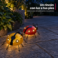 Pack x2 Luces LED Solares Mariquita para Jardín · Roja y Amarilla