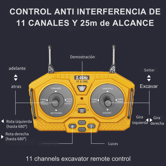 Juguete Excavadora Realista Con Brazo Control Remoto - Muy Moderna Uruguay