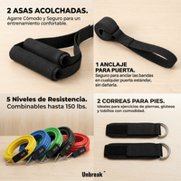 Set Bandas De Resistencia Con Asas Fitness Unbreak - Muy Moderna Uruguay
