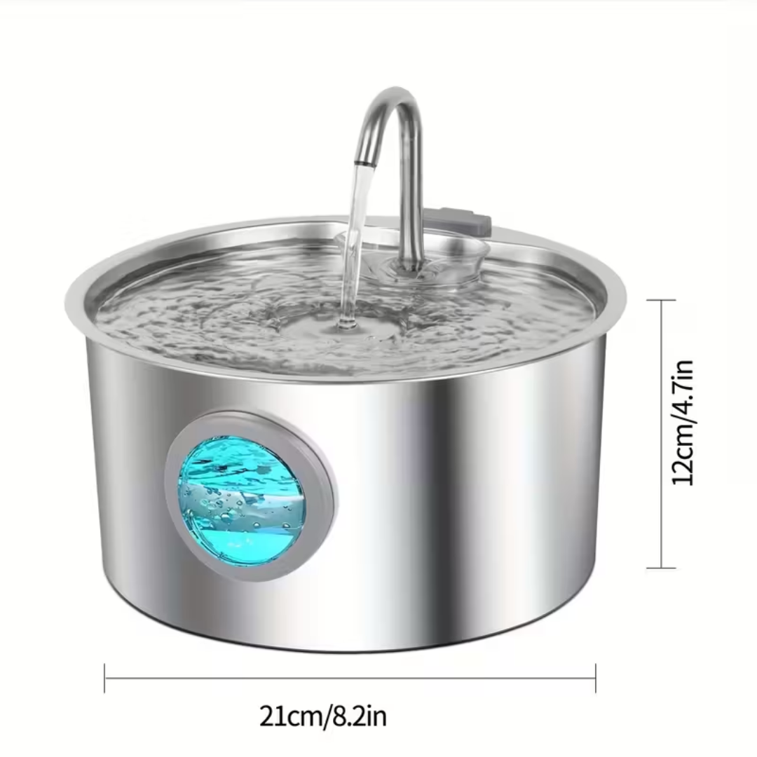 Bebedero Fuente Agua Gatos Acero Inoxidable 3.2L Multifiltro - Ecoinnova