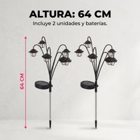 Farol Solar Vintage para Jardín Exterior 64 cm – 6 LED Pack x2