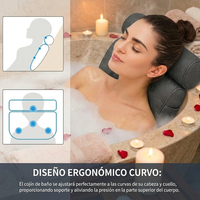 Almohada Bañera Antideslizante Ventosas Soporte Espalda Cuello