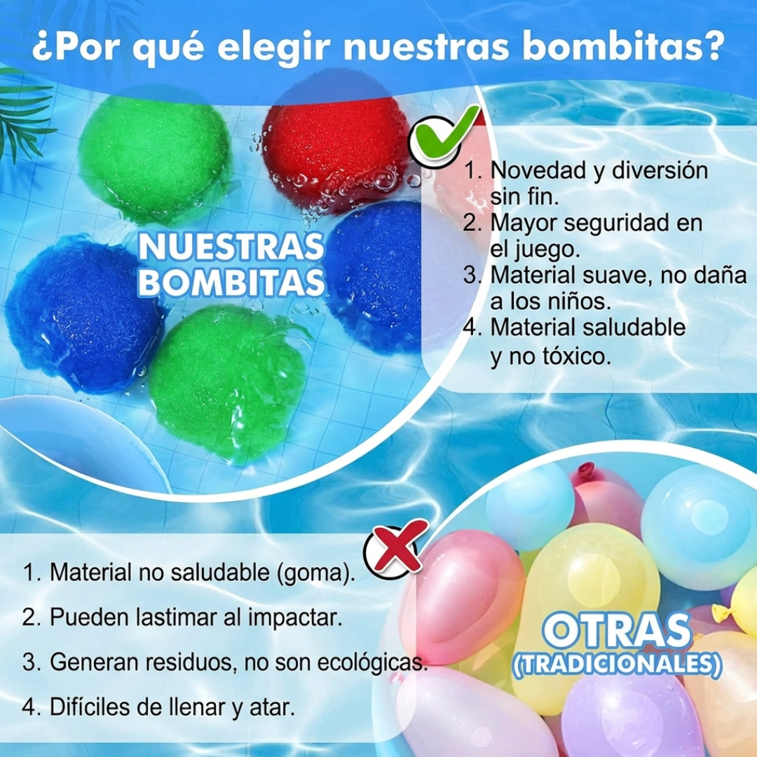 Pack de 30 Bombitas Esponja De Agua Reutilizables - Muy Moderna Uruguay